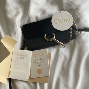 Chloé Suede-Calfskin Mini Faye Shoulder Bag Black